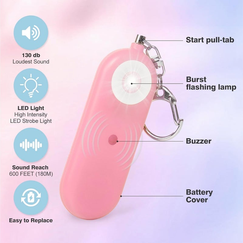 MtMinn Personal Safety Alarm for Women - 130dB Self Defense Keychains Siren Whistle, Replaceable Battery with SOS LED Strobe Light - Emergency Security Safe Protection Devices for Kids Elderly - Image 3